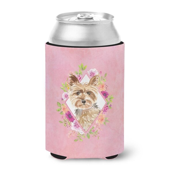 Carolines Treasures Yorkie Pink Flowers Can or Bottle Hugger - CK4197CC