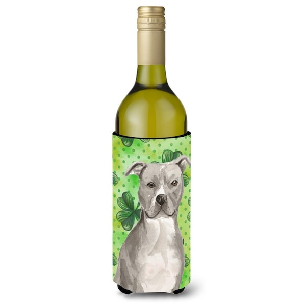 Carolines Treasures Staffordshire Bull Terrier St. Patricks Wine Bottle Beverge Insulator Hugger - BB9535LITERK
