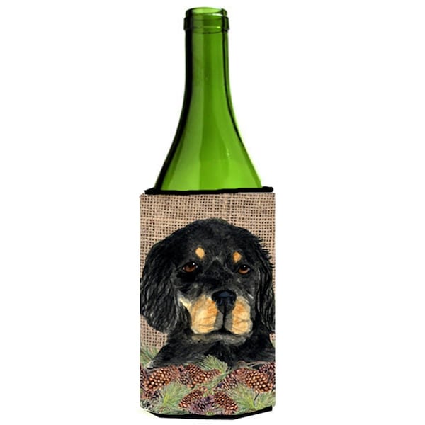Carolines Treasures Gordon Setter On Faux Burlap With Pine Cones Wine bottle sleeve Hugger - 24 oz. - SS4104LITERK