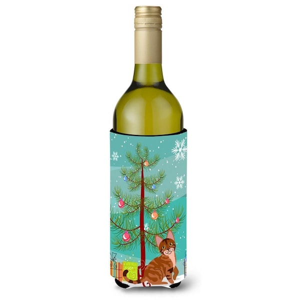 Carolines Treasures Sokoke Cat Merry Christmas Tree Wine Bottle Beverge Insulator Hugger - BB4431LITERK