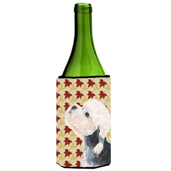 Carolines Treasures Dandie Dinmont Terrier Fall Leaves Portrait Wine bottle sleeve Hugger - 24 oz. - SS4353LITERK