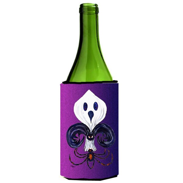 Carolines Treasures Fleur de lis Ghost Bat Spider Halloween Wine bottle sleeve Hugger 24 oz. - 8608LITERK