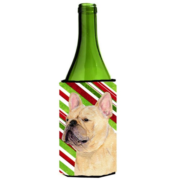 Carolines Treasures French Bulldog Candy Cane Holiday Christmas Wine Bottle  Hugger - 24 oz. - SS4554LITERK
