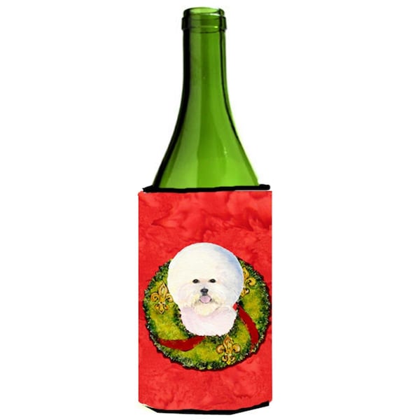 Carolines Treasures Bichon Frise Cristmas Wreath Wine bottle sleeve Hugger - SS4213LITERK