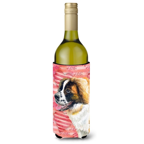 Carolines Treasures Saint Bernard Love Wine Bottle Beverge Insulator Hugger - BB9766LITERK