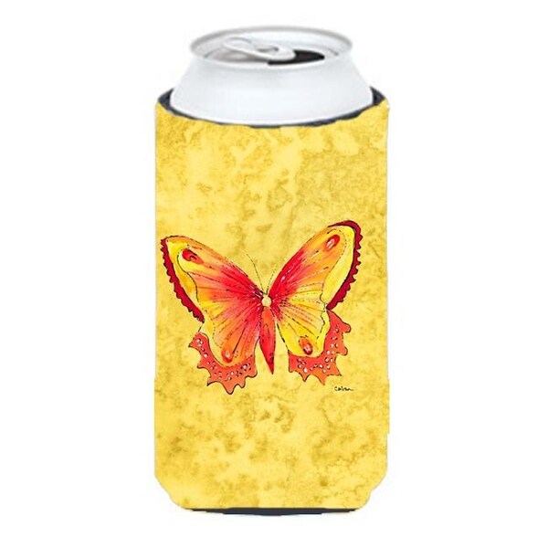 Carolines Treasures Carolines Treasures 8857TBC Butterfly On Yellow Tall Boy bottle sleeve Hugger - 22 To 24 oz. - 8857TBC