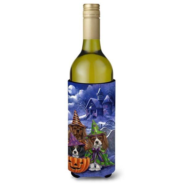 Carolines Treasures 24 oz Cavalier Spaniel Halloween House Wine Bottle Hugger - PPP3064LITERK
