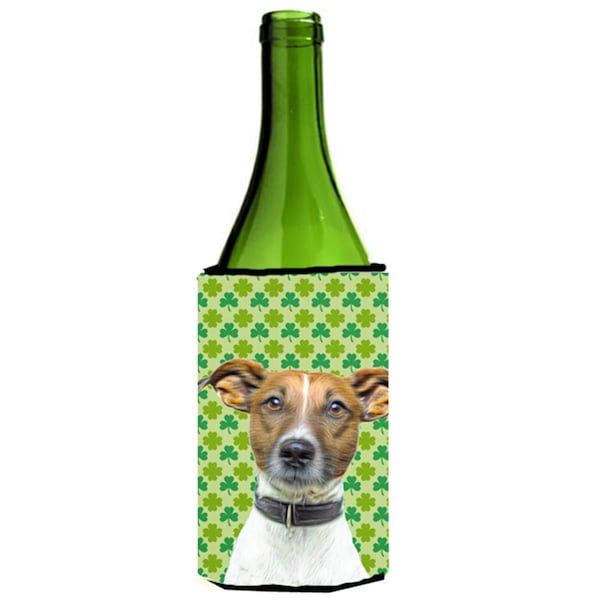 Carolines Treasures St. Patricks Day Shamrock Jack Russell Terrier Wine bottle sleeve Hugger - KJ1197LITERK