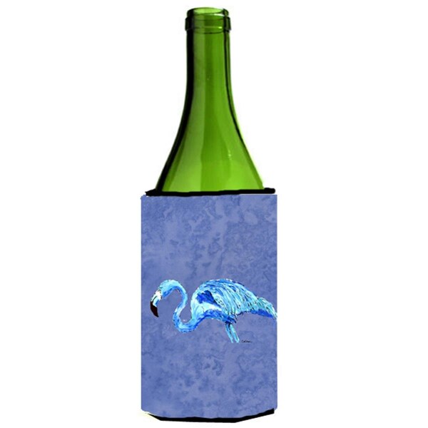 Carolines Treasures Flamingo On Slate Blue Wine bottle sleeve Hugger - 24 oz. - 8873LITERK
