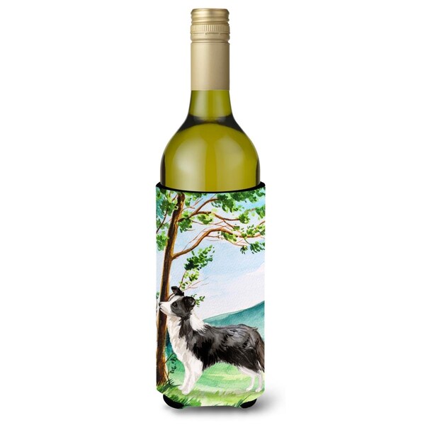 Carolines Treasures Under the Tree Border Collie Wine Bottle Beverage Insulator Hugger - CK2025LITERK