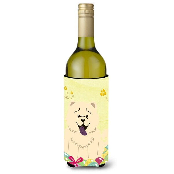 Carolines Treasures Easter Eggs Chow Chow White Wine Bottle Beverge Insulator Hugger - BB6140LITERK