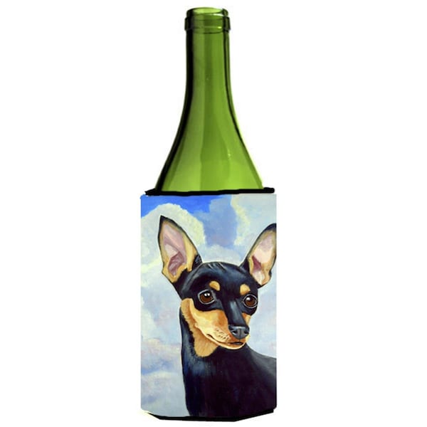 Carolines Treasures Min Pin Black and Tan Wine bottle sleeve Hugger 24 oz. - 7073LITERK