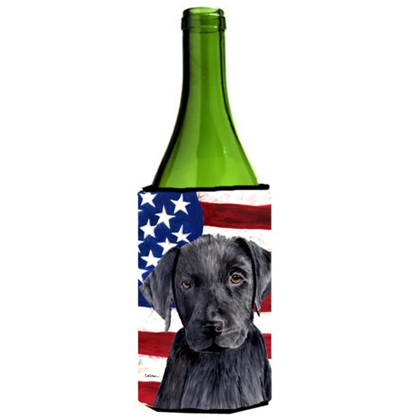 Carolines Treasures Usa American Flag With Labrador Wine bottle sleeve Hugger - 24 oz. - SC9012LITERK