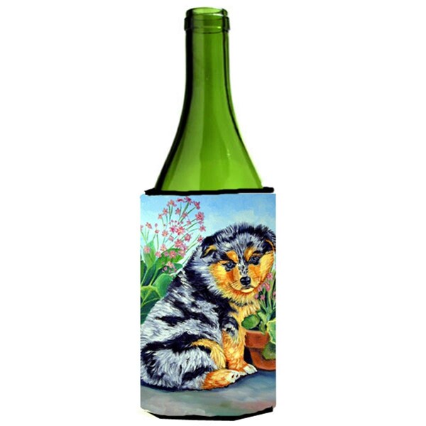 Carolines Treasures Australian Shepherd Puppy Wine bottle sleeve Hugger - 7045LITERK