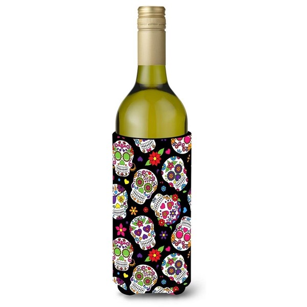 Carolines Treasures Day of the Dead Black Wine Bottle Beverge Insulator Hugger - BB5116LITERK