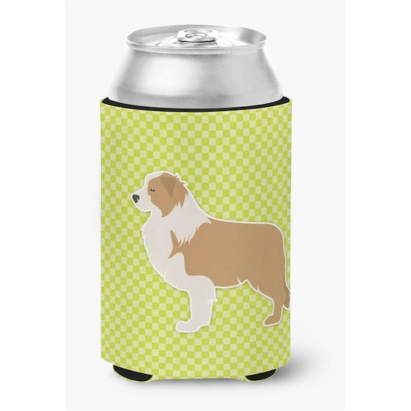 Carolines Treasures Red Border Collie Checkerboard Green Can or Bottle Hugger - BB3822CC