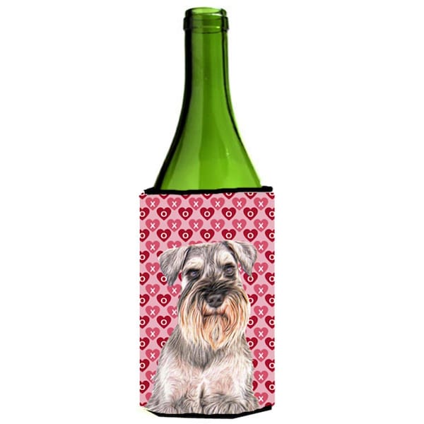 Carolines Treasures Hearts Love and Valentines Day Schnauzer Wine bottle sleeve Hugger - KJ1193LITERK