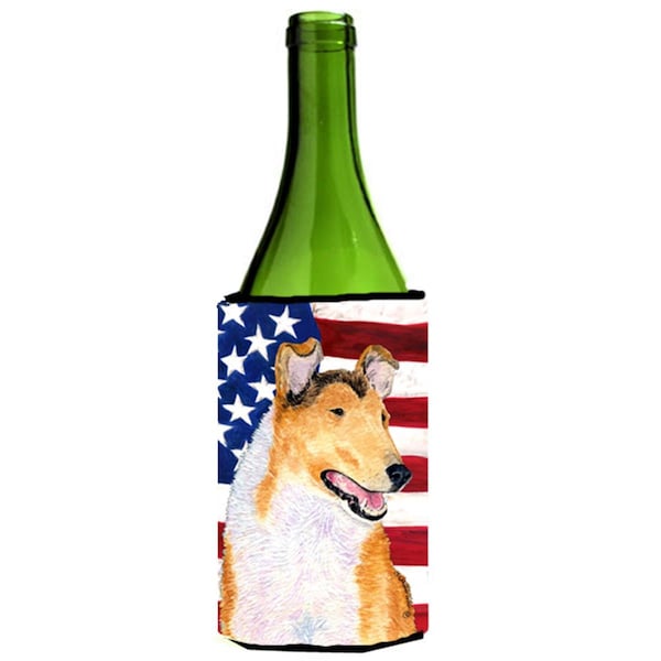 Carolines Treasures Usa American Flag With Collie Smooth Wine bottle sleeve Hugger - SS4226LITERK