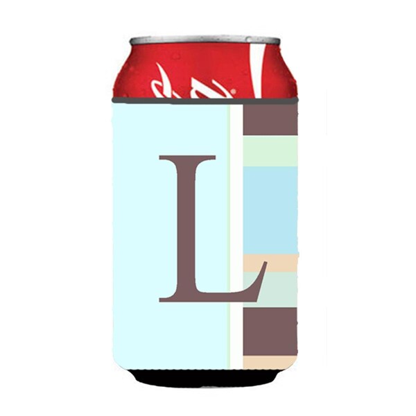 Carolines Treasures Letter L Initial Monogram - Blue Stripes Can or Bottle  Hugger - CJ1003-LCC