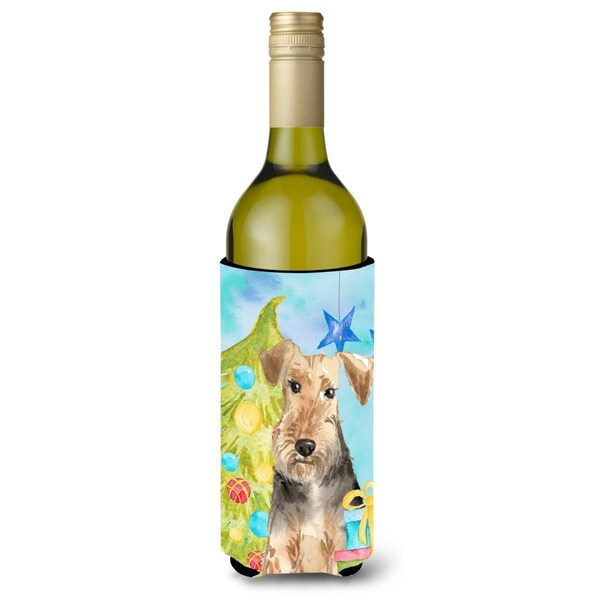 Carolines Treasures Christmas Tree Welsh Terrier Wine Bottle Beverge Insulator Hugger - CK1858LITERK