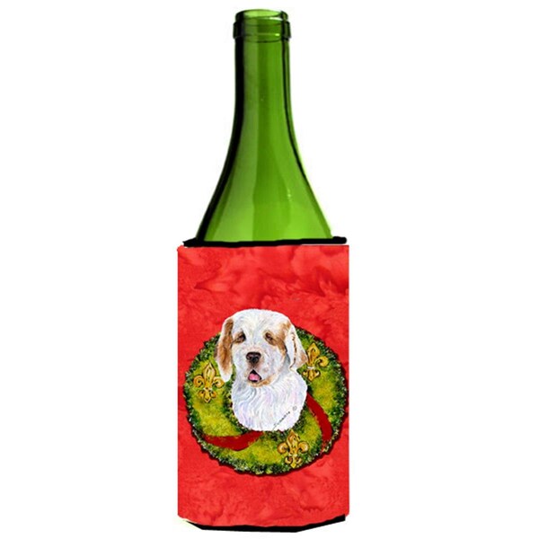 Carolines Treasures Clumber Spaniel Christmas Wreath Wine bottle sleeve Hugger - 24 oz. - SS4189LITERK