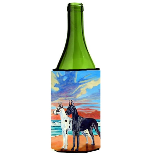 Carolines Treasures At Sunset Great Dane Harlequin and Black Wine bottle sleeve Hugger - 7051LITERK