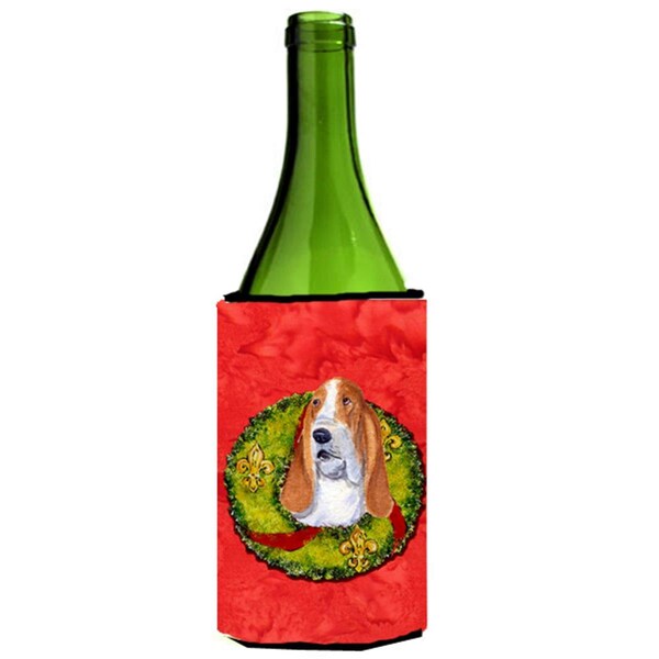 Carolines Treasures Basset Hound Cristmas Wreath Wine bottle sleeve Hugger - SS4215LITERK