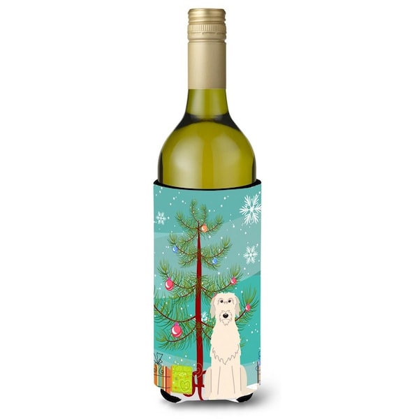 Carolines Treasures Merry Christmas Tree Irish Wolfhound Wine Bottle Beverge Insulator Hugger - BB4190LITERK