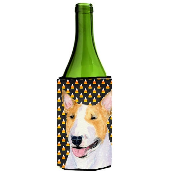 Carolines Treasures Bull Terrier Candy Corn Halloween Portrait Wine bottle sleeve Hugger - 24 Oz. - SS4289LITERK