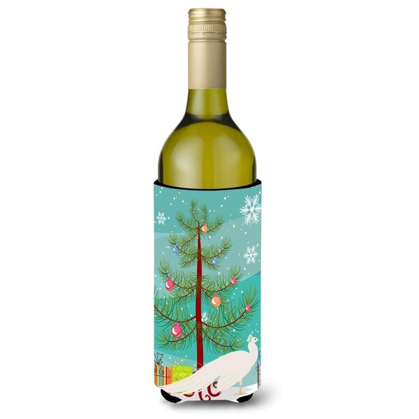 Carolines Treasures White Peacock Peafowl Christmas Wine Bottle Beverge Insulator Hugger - BB9293LITERK