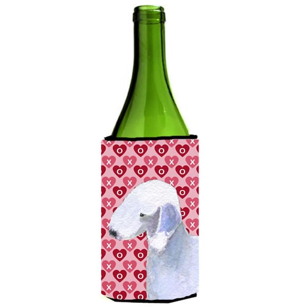 Carolines Treasures Bedlington Terrier Hearts Love Valentines Day Wine bottle sleeve Hugger - 24 oz. - SS4483LITERK