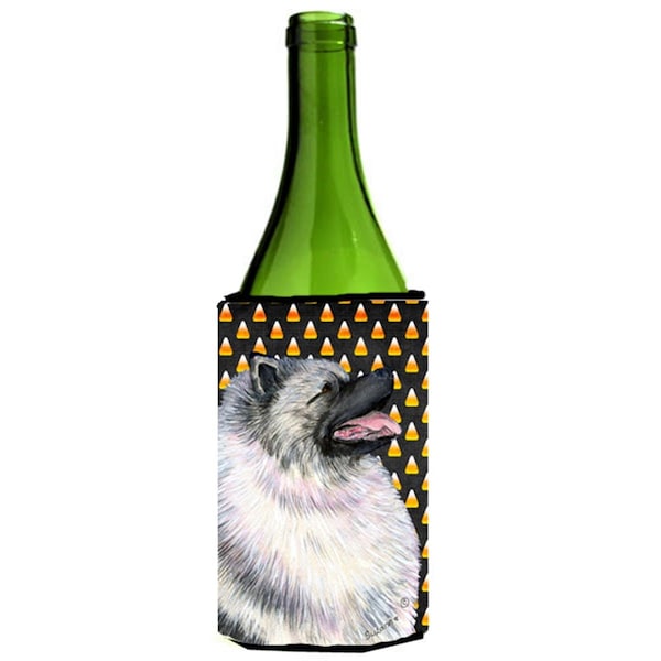 Carolines Treasures Keeshond Candy Corn Halloween Portrait Wine bottle sleeve Hugger - 24 Oz. - SS4282LITERK