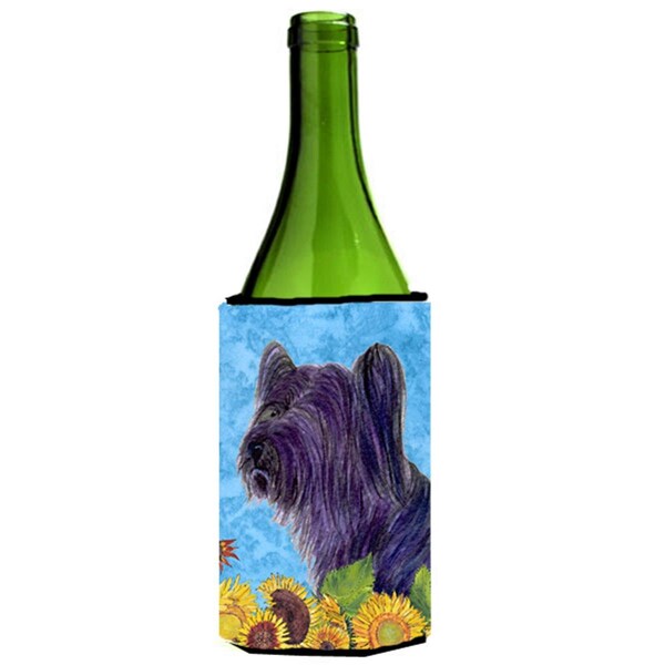 Carolines Treasures Skye Terrier In Summer Flowers Wine bottle sleeve Hugger - 24 Oz. - SS4232LITERK