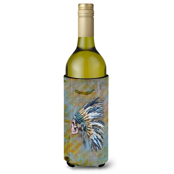 Carolines Treasures Day of the Dead Indian Chief Skull Wine Bottle Beverge Insulator Hugger - BB5128LITERK