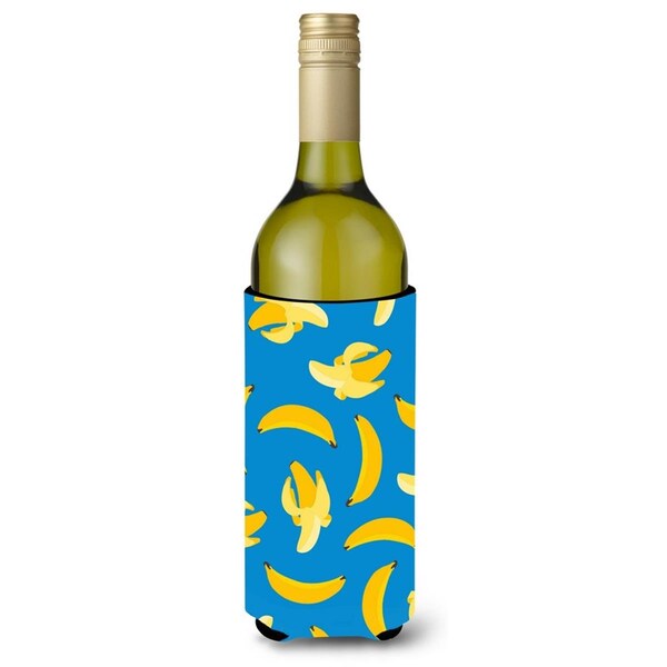 Carolines Treasures Bananas on Blue Wine Bottle Beverge Insulator Hugger - BB5149LITERK