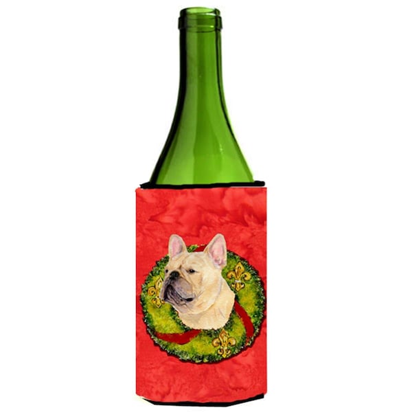 Carolines Treasures French Bulldog Christmas Wreath Wine bottle sleeve Hugger - 24 oz. - SS4175LITERK