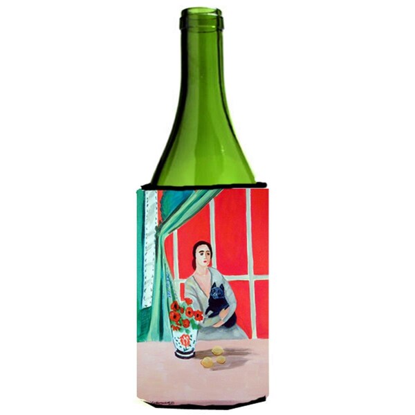 Carolines Treasures Lady With Her Schipperke Wine bottle sleeve Hugger - 24 Oz. - 7269LITERK