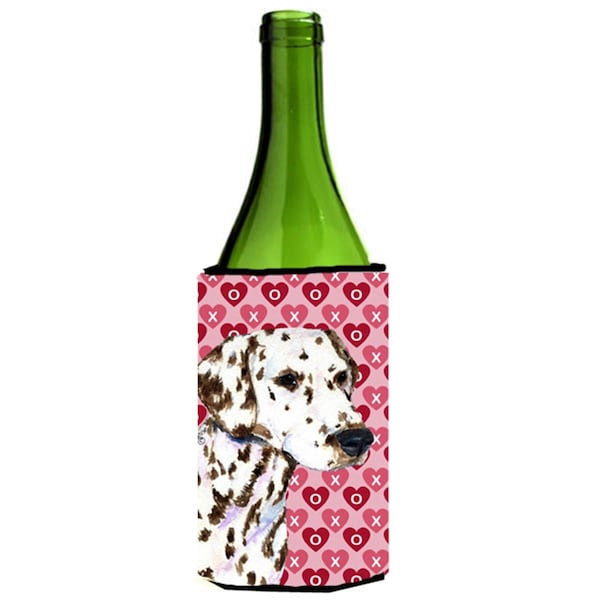 Carolines Treasures Dalmatian Hearts Love And Valentines Day Portrait Wine bottle sleeve Hugger - 24 oz. - SS4469LITERK
