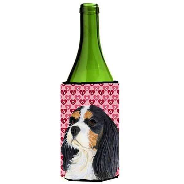 Carolines Treasures Cavalier Spaniel Hearts Valentines Day Portrait Wine Bottle   Hugger - 24 oz. - LH9144LITERK