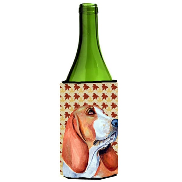Carolines Treasures Basset Hound Fall Leaves Portrait Wine Bottle  Hugger - 24 oz. - LH9107LITERK