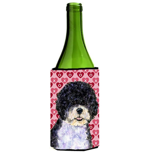 Carolines Treasures Portuguese Water Dog Hearts Love Valentines Day Wine bottle sleeve Hugger - 24 oz. - SS4490LITERK
