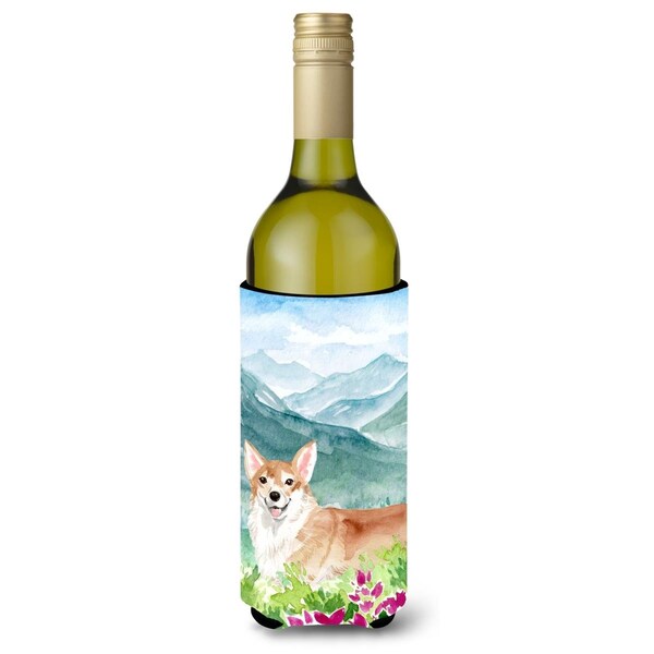 Carolines Treasures Mountian Flowers Corgi Wine Bottle Beverage Insulator Hugger - CK1981LITERK