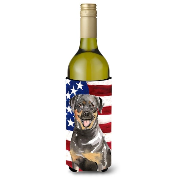 Carolines Treasures Patriotic USA Rottweiler Wine Bottle Beverge Insulator Hugger - CK1720LITERK