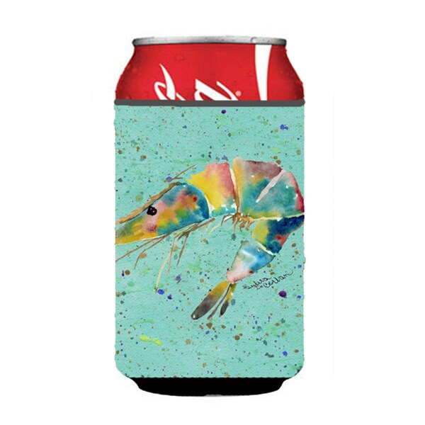 Carolines Treasures Shrmip On Teal Can Or Bottle  Hugger - 8460CC