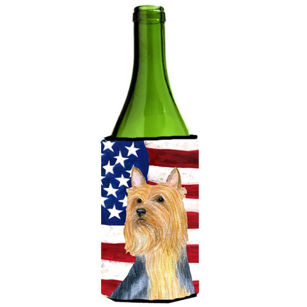 Carolines Treasures USA American Flag With Silky Terrier Wine bottle sleeve Hugger - 24 oz. - SS4250LITERK