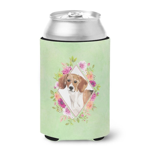 Carolines Treasures Beagle Green Flowers Can or Bottle Hugger - CK4425CC