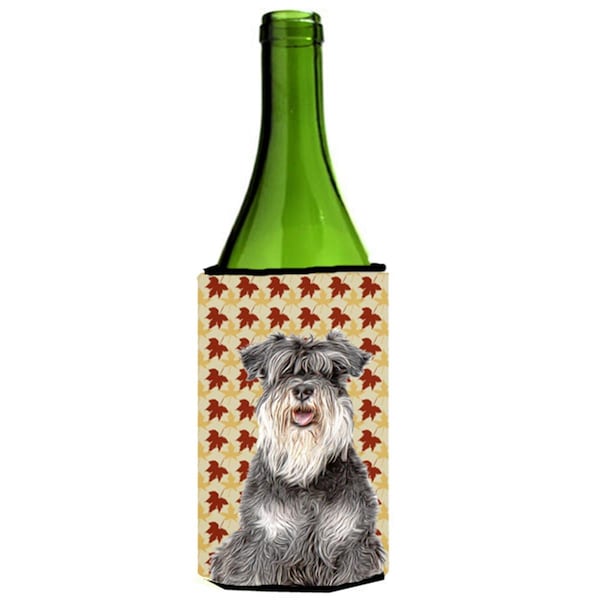 Carolines Treasures Fall Leaves Schnauzer Wine bottle sleeve Hugger - KJ1206LITERK