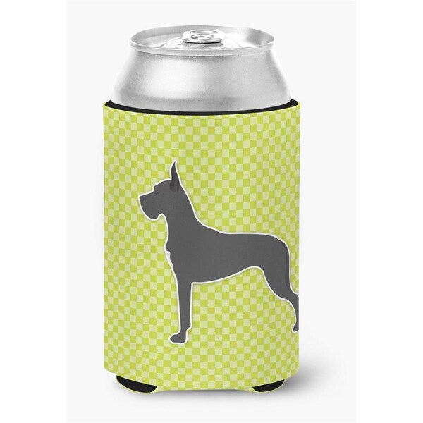 Carolines Treasures Great Dane Checkerboard Green Can or Bottle Hugger - BB3875CC