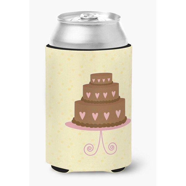 Carolines Treasures 3 Tier Heart Chocolate Cake on Yellow Can or Bottle Hugger - BB7288CC