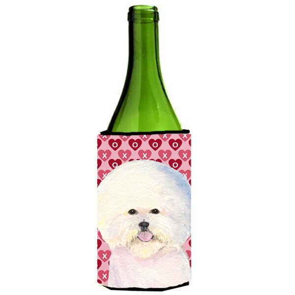 Carolines Treasures Bichon Frise Hearts Love And Valentines Day Wine bottle sleeve Hugger - SS4526LITERK